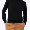 Maglione dolcevita nero lavorato a maglia da donna