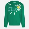 Maglione garzato da bambina con stampa margherite