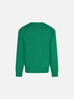 Maglione garzato da bambina con stampa margherite