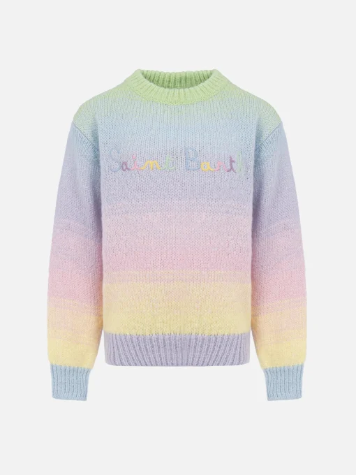 Maglione girocollo a righe multicolore da bambina Danya