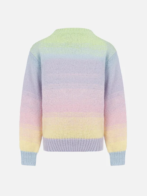 Maglione girocollo a righe multicolore da bambina Danya