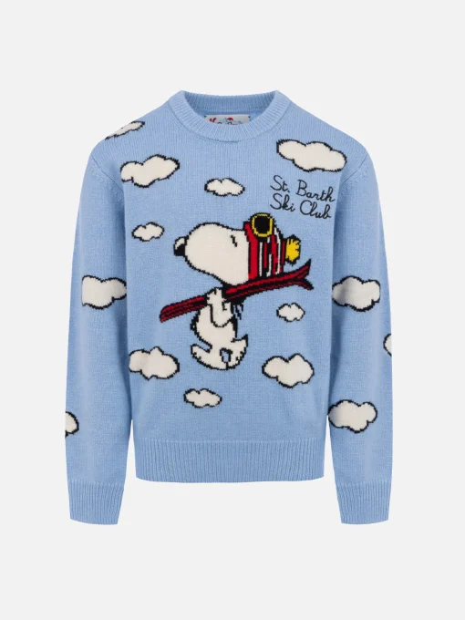 Maglione girocollo azzurro chiaro da bambino Douglas con stampa sci Peanuts | SNOOPY PEANUTS SPECIAL EDITION