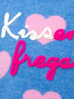 Maglione girocollo azzurro chiaro da bambina Princess con ricamo Kisssene frega