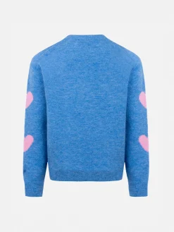 Maglione girocollo azzurro chiaro da bambina Princess con ricamo Kisssene frega