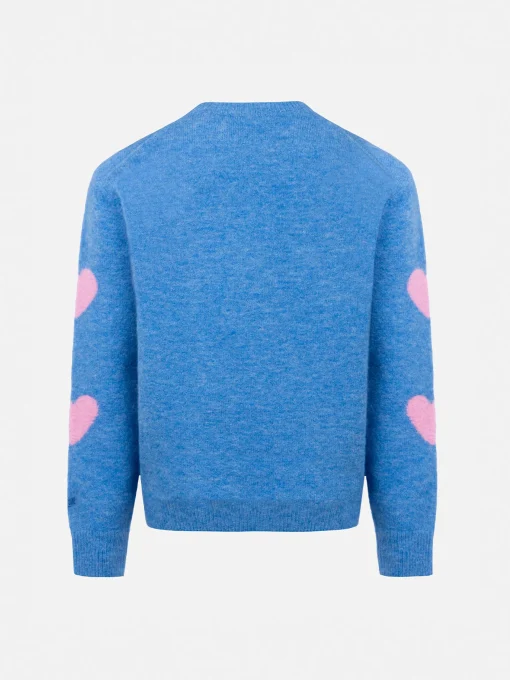 Maglione girocollo azzurro chiaro da bambina Princess con ricamo Kisssene frega