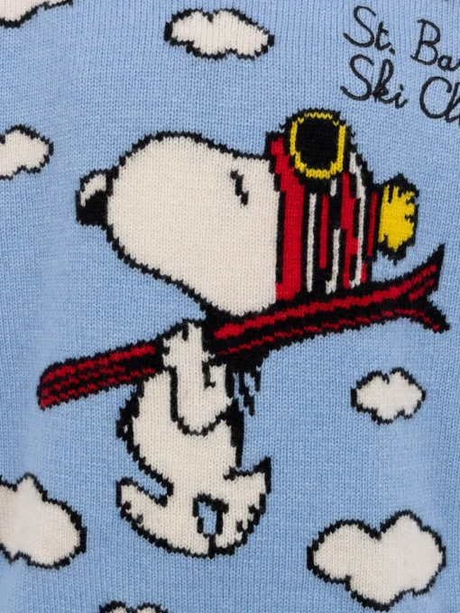Maglione girocollo azzurro chiaro da bambino Douglas con stampa sci Peanuts | SNOOPY PEANUTS SPECIAL EDITION