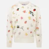 Maglione girocollo bianco da bambina Princess con stampa Saint Barth sketch
