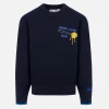 Maglione girocollo blu da bambino Douglas Light con ricamo Pasta lover