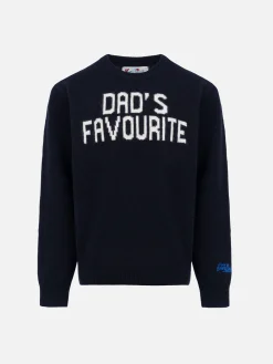 Maglione girocollo blu da bambino Douglas con la stampa preferita di papà