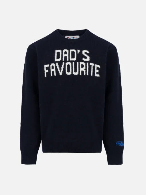 Maglione girocollo blu da bambino Douglas con la stampa preferita di papà