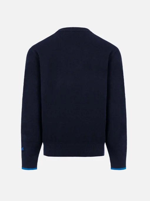 Maglione girocollo blu da bambino Douglas Light con ricamo Pasta lover