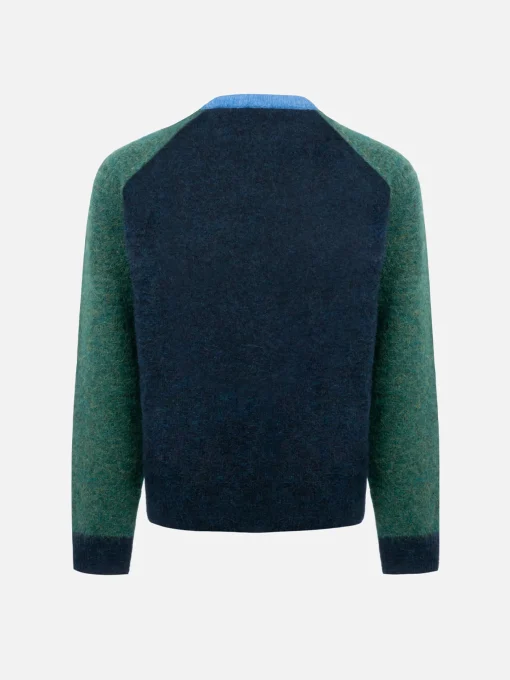 Maglione girocollo blu e verde da bambino Douglas con stampa St. Barth