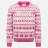Maglione girocollo fair-isle da bambina Princess con logo in strass St. Barth