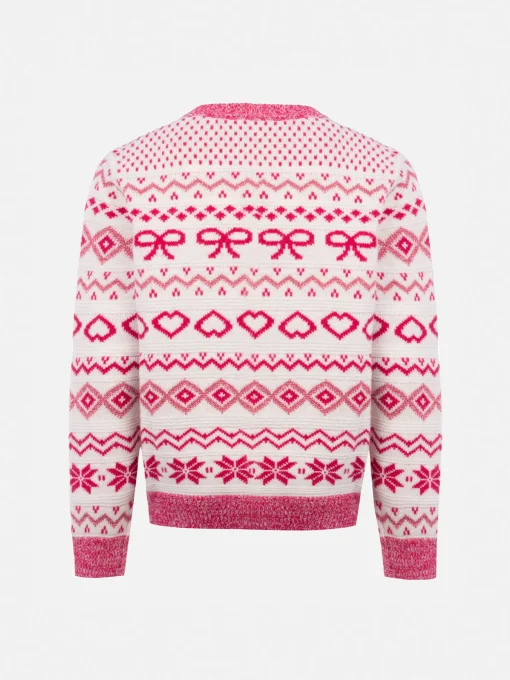 Maglione girocollo fair-isle da bambina Princess con logo in strass St. Barth