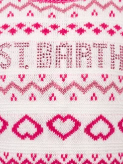 Maglione girocollo fair-isle da bambina Princess con logo in strass St. Barth