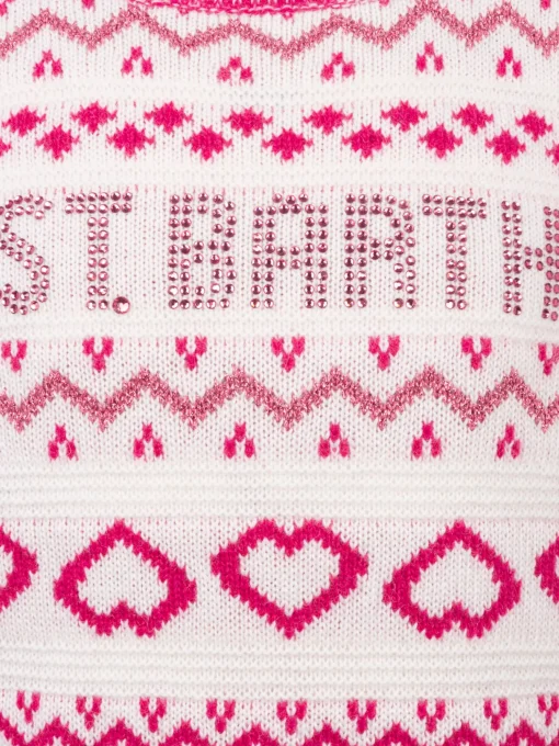 Maglione girocollo fair-isle da bambina Princess con logo in strass St. Barth