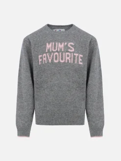 Maglione girocollo grigio da bambina Princess con la stampa Mum's Favourite