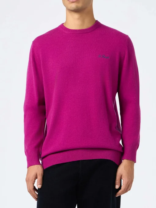 Maglione girocollo in misto cashmere con motivo peonia da uomo Regent
