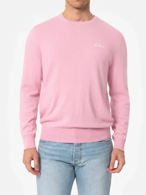 Maglione girocollo in misto cashmere rosa da uomo Regent