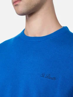 Maglione girocollo in misto cashmere bluette da uomo Regent