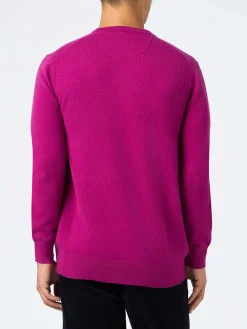 Maglione girocollo in misto cashmere con motivo peonia da uomo Regent