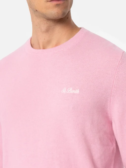Maglione girocollo in misto cashmere rosa da uomo Regent