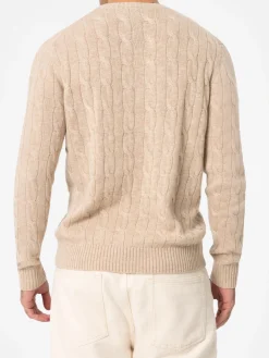 Maglione girocollo in misto cashmere beige da uomo Regent