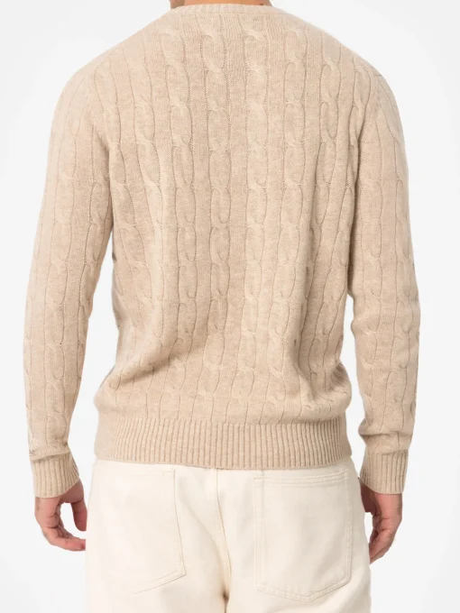 Maglione girocollo in misto cashmere beige da uomo Regent