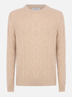 Maglione girocollo in misto cashmere beige da uomo Regent