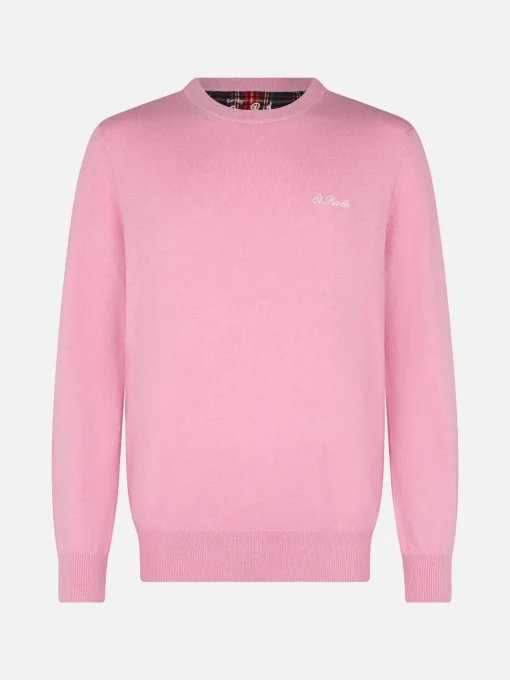 Maglione girocollo in misto cashmere rosa da uomo Regent