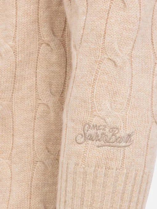 Maglione girocollo in misto cashmere beige da uomo Regent