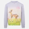 Maglione girocollo lilla da bambina Princess con stampa cerbiatto