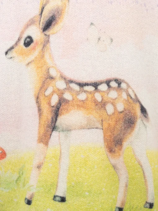 Maglione girocollo lilla da bambina Princess con stampa cerbiatto