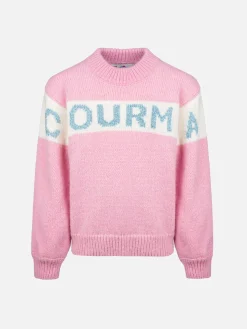 Maglione girocollo rosa Danya con logo Courma in lurex