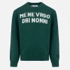 Maglione girocollo verde da bambino Douglas con stampa Me ne vado dai nonni