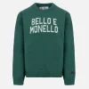 Maglione girocollo verde da bambino Douglas con stampa Bello e monello