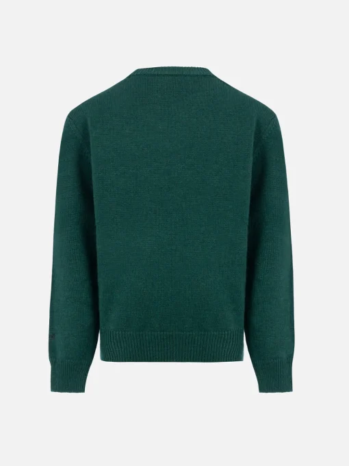 Maglione girocollo verde da bambino Douglas con stampa Me ne vado dai nonni