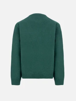 Maglione girocollo verde da bambino Douglas con stampa Bello e monello