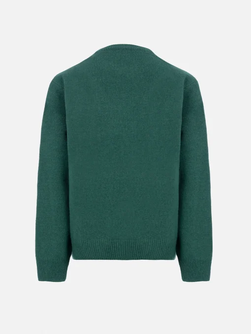 Maglione girocollo verde da bambino Douglas con stampa Bello e monello