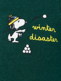 Maglione girocollo verde da bambino Douglas Light con ricamo palla di neve Snoopy | EDIZIONE SPECIALE SNOOPY PEANUTS