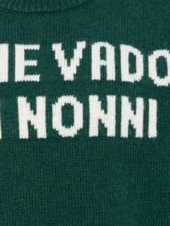 Maglione girocollo verde da bambino Douglas con stampa Me ne vado dai nonni