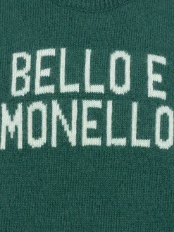 Maglione girocollo verde da bambino Douglas con stampa Bello e monello