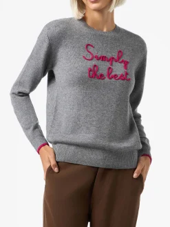 Maglione grigio da donna New Queen con ricamo Simply the Best