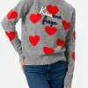 Maglione grigio da donna New Queen ricamo Kissene frega