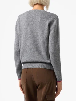Maglione grigio da donna New Queen con ricamo Simply the Best