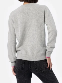 Maglione grigio da donna New Queen con stampa La vedo grigia