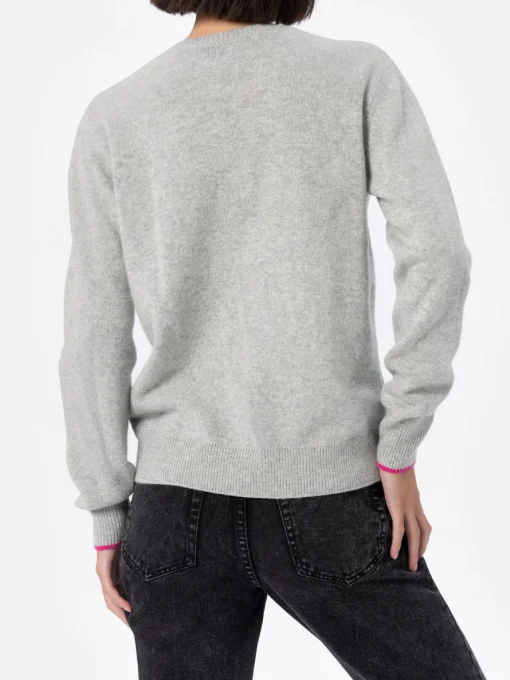 Maglione grigio da donna New Queen con stampa La vedo grigia