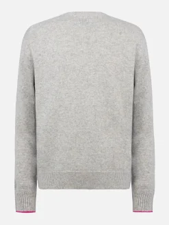 Maglione grigio da donna New Queen con stampa La vedo grigia