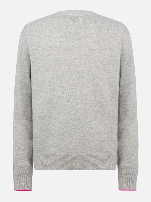 Maglione grigio da donna New Queen con stampa La vedo grigia