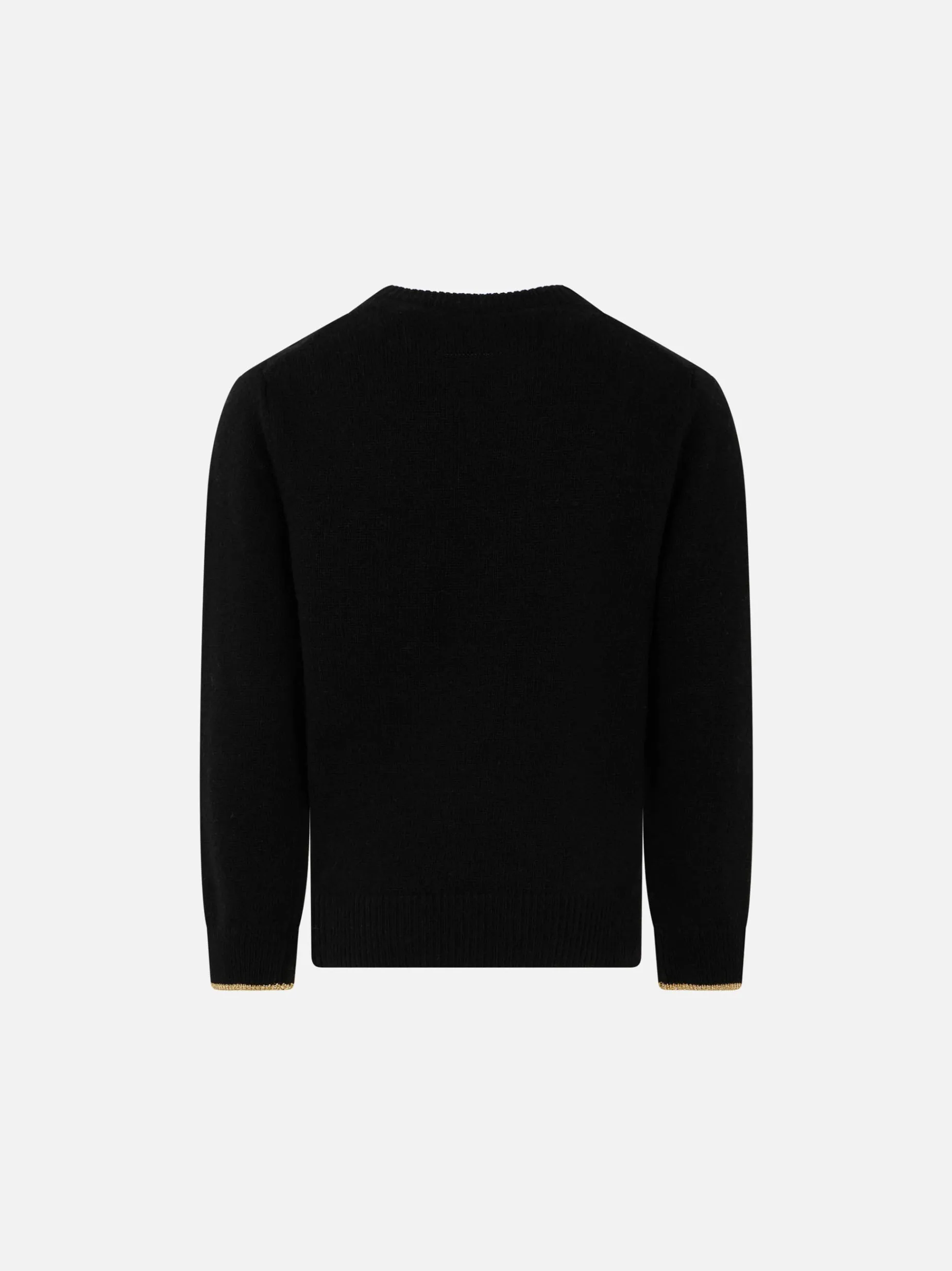 Maglione nero da bambina ricamo Princess lurex